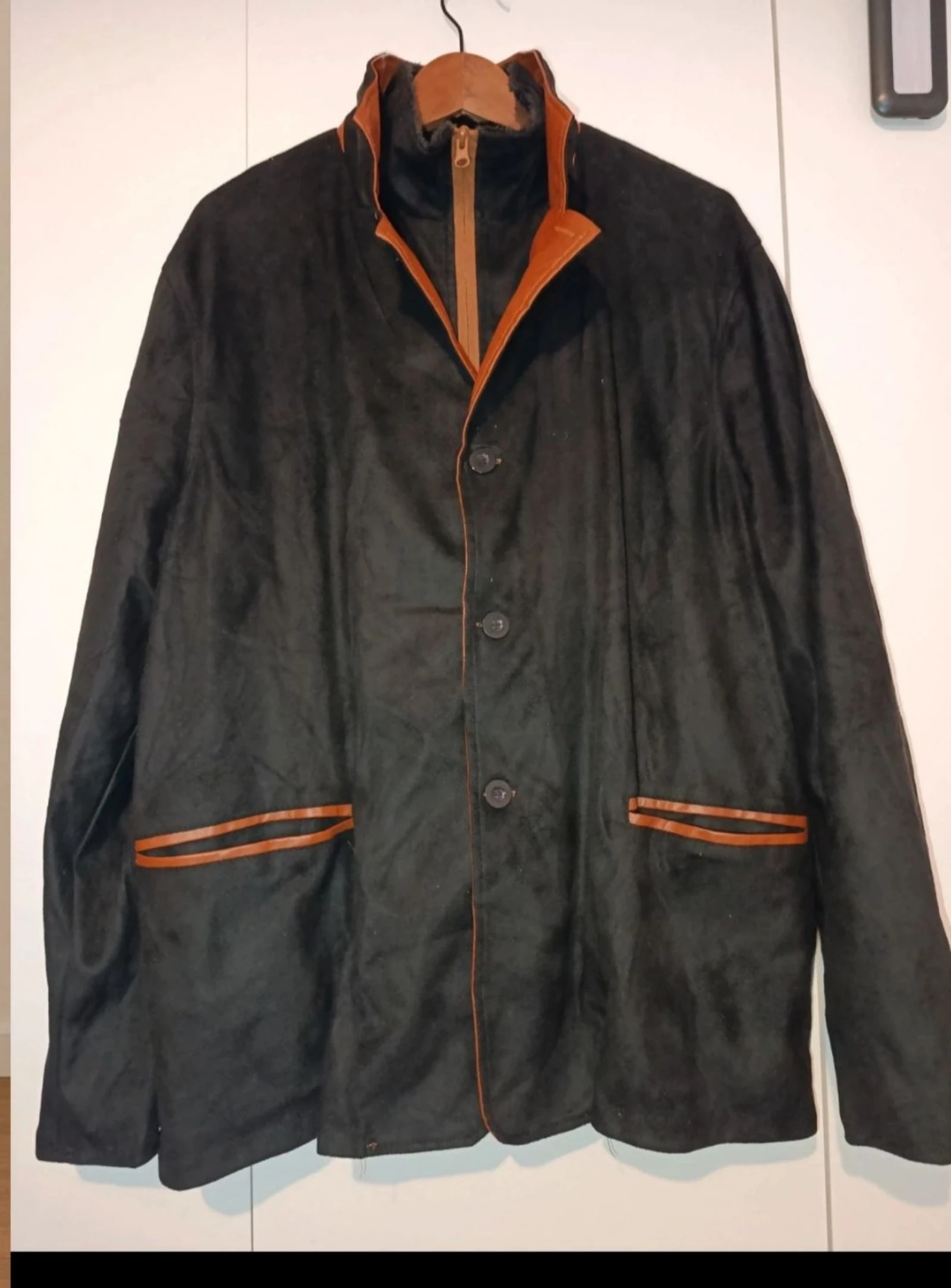 Chaqueta de abrigo negra y marron talla L